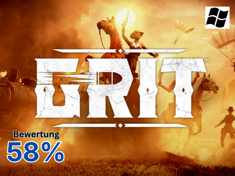 Spielcover von Grit mit Logo vor einem Reiter bei Sonnenuntergang in der Wüste