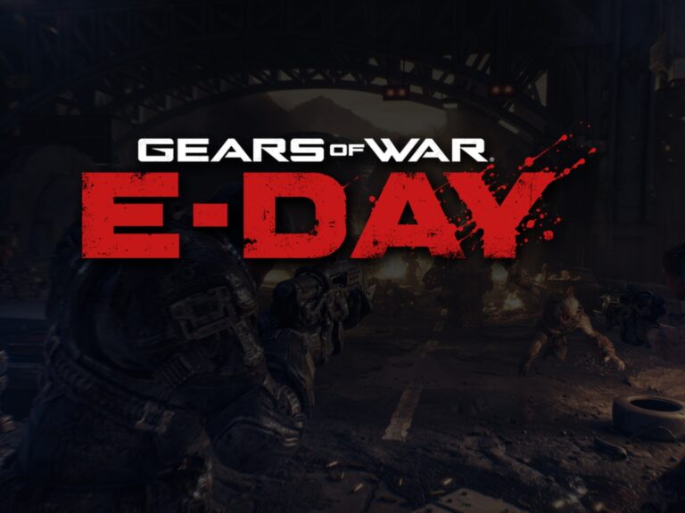 Gears of War: E-Day: Spielszene mit offiziellem Logo