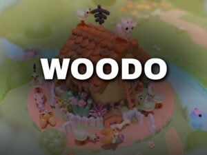 Woodo: Spielszene mit offiziellem Logo