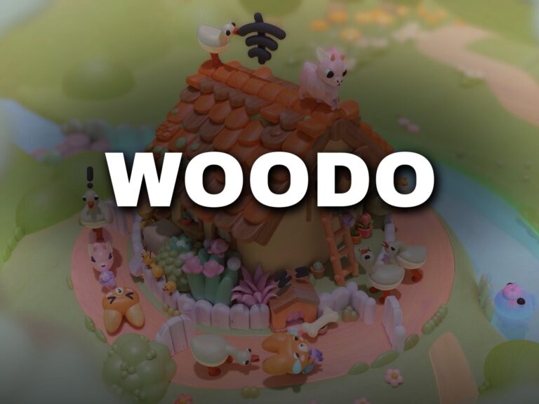 Woodo: Spielszene mit offiziellem Logo