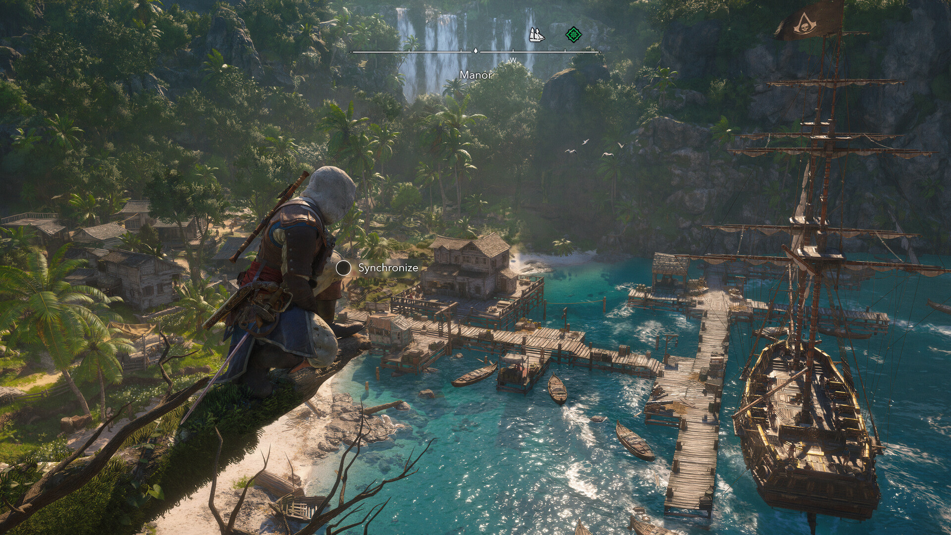 Assassin’s Creed Black Flag Resynced – Edward blickt über eine karibische Bucht