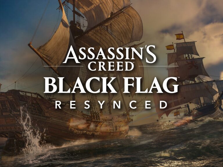 Assassin's Creed Black Flag Resynced: Spielszene mit offiziellem Logo