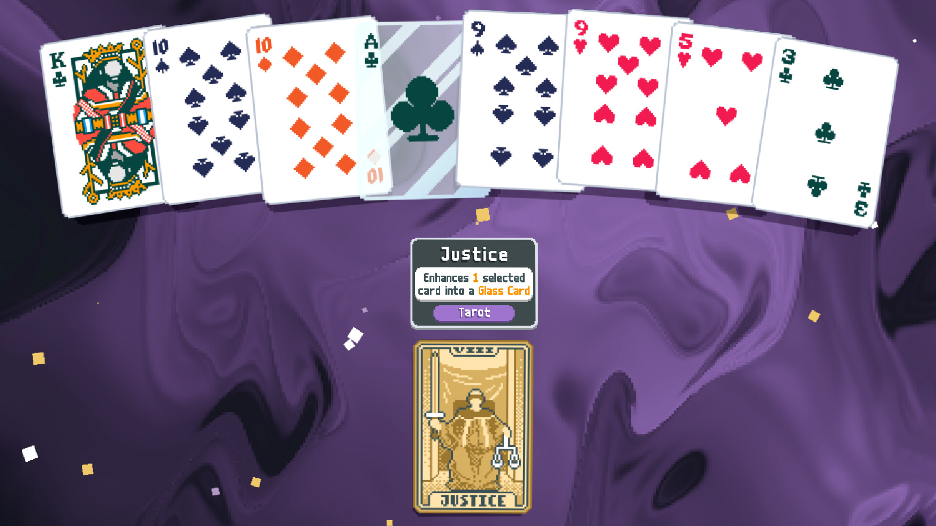 Balatro – Pokerhand mit Jokern am Spieltisch