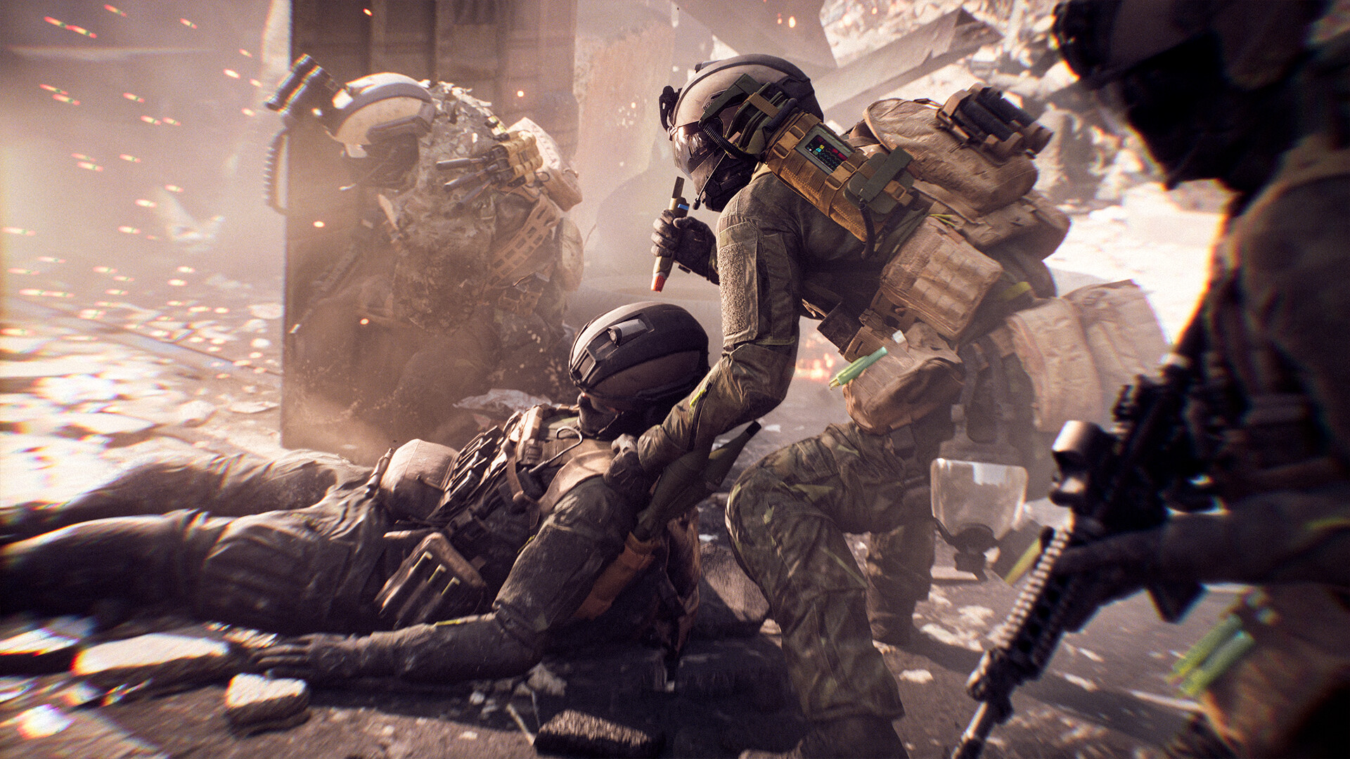 Battlefield 6 – Soldat zieht verwundeten Kameraden in Deckung