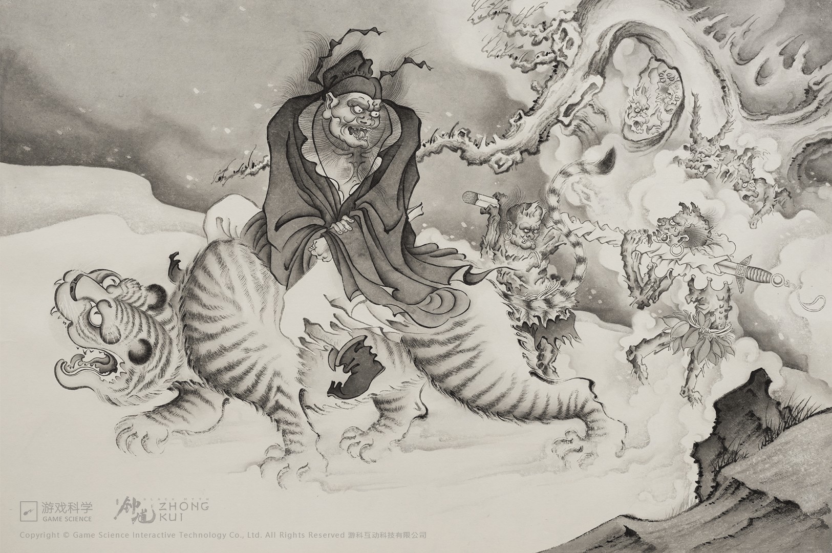 Black Myth: Zhong Kui – Artwork Zhong Kui mit Dämonen