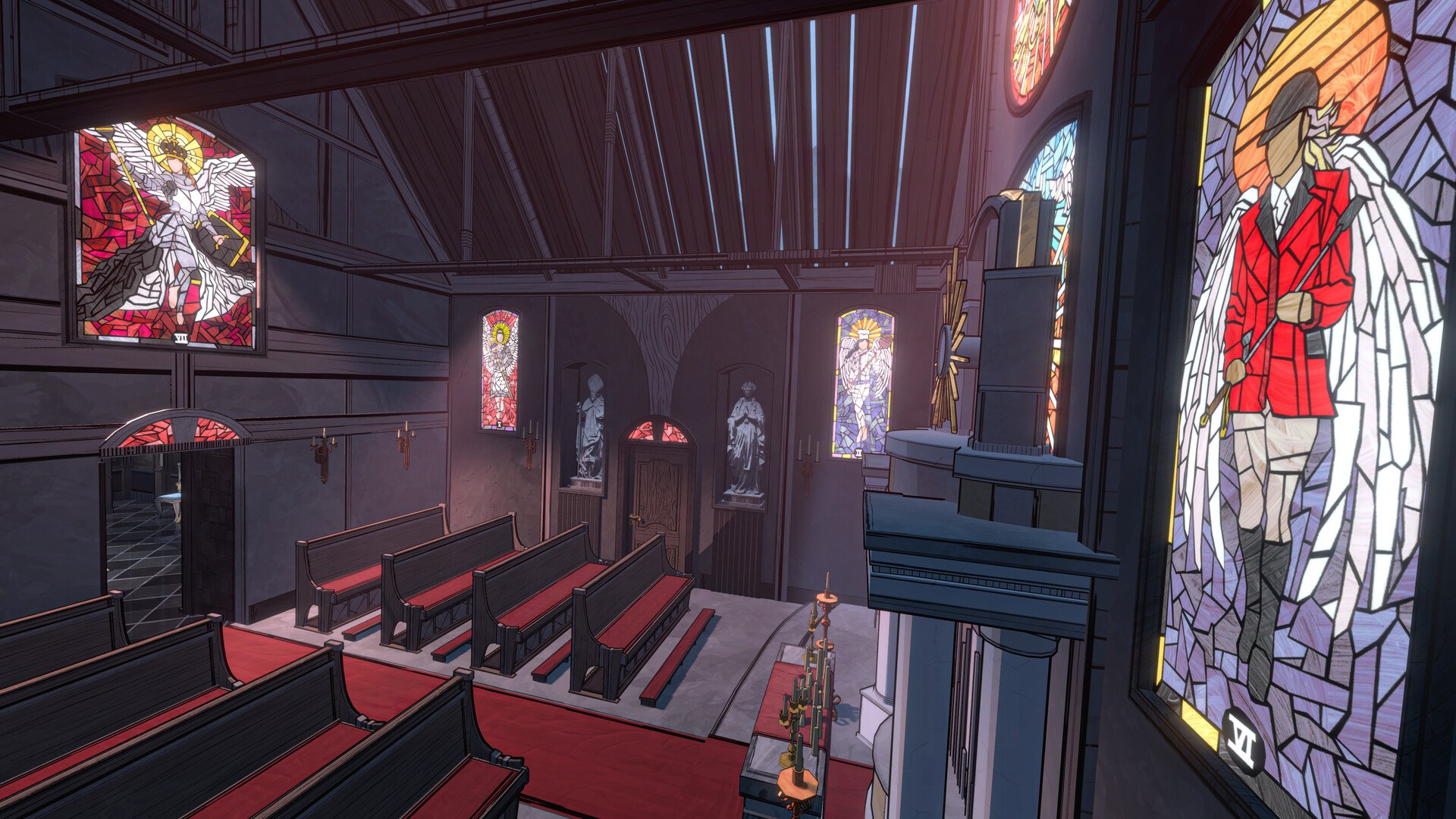 Blue Prince – Kapelle mit bunten Glasfenstern