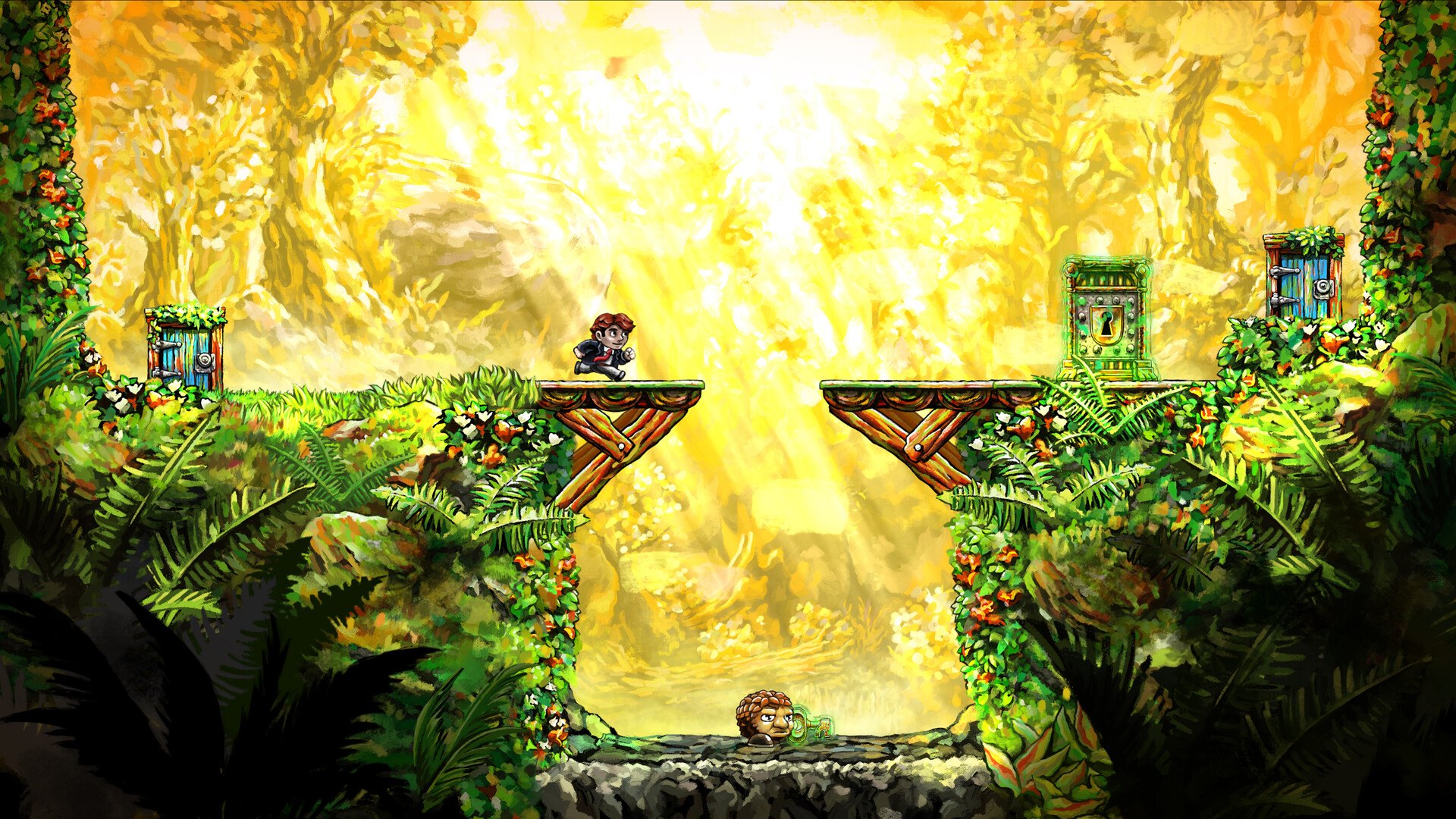 Braid, Anniversary Edition – Leuchtender Wald mit Plattformen