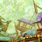 Braid, Anniversary Edition – Gemalte Landschaft mit Schiff und Häusern