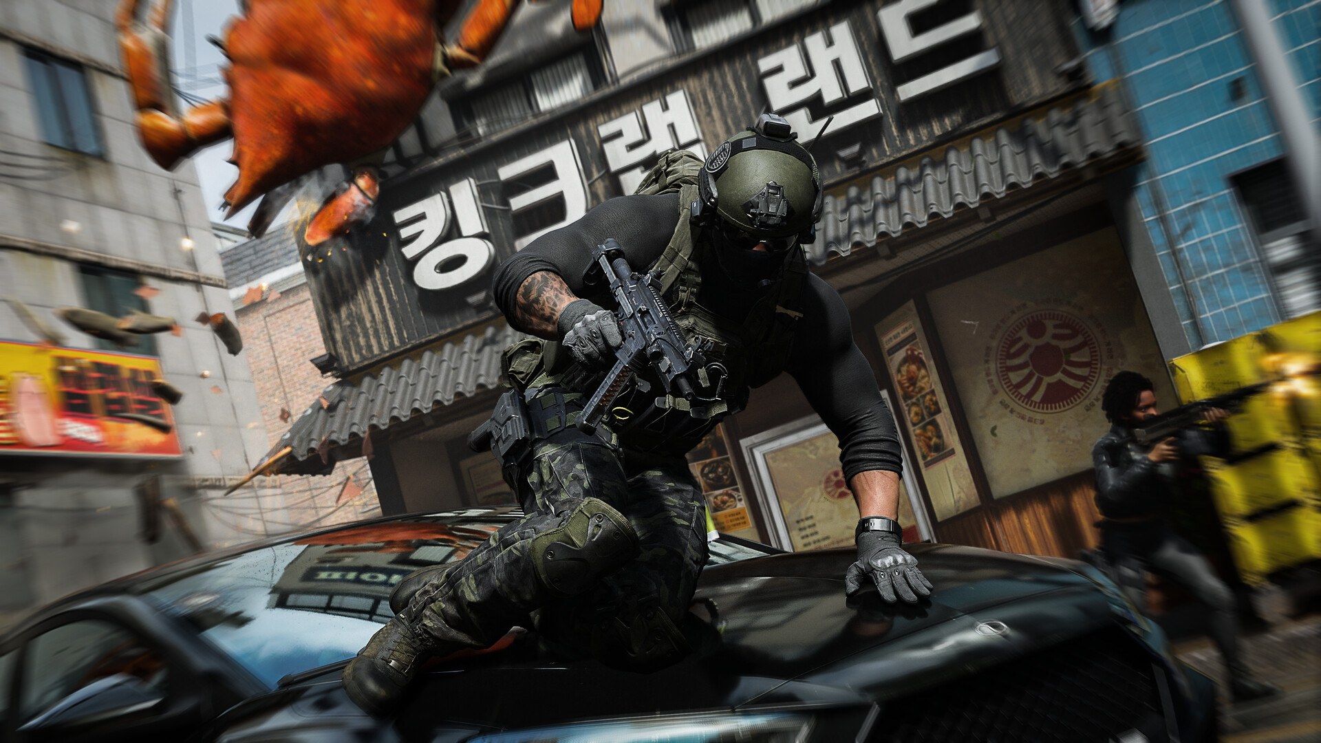 Call of Duty Pause: Soldat in einer koreanischen Stadt in Modern Warfare 4