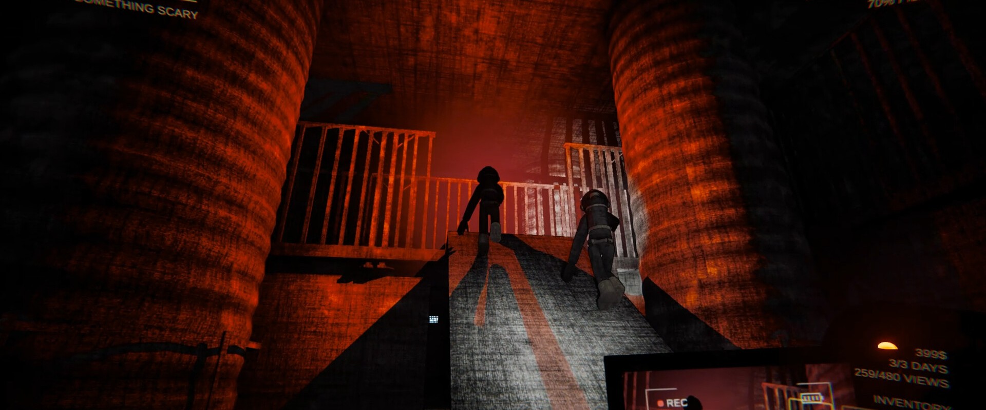 Content Warning – Zwei Spieler in einem roten Gang