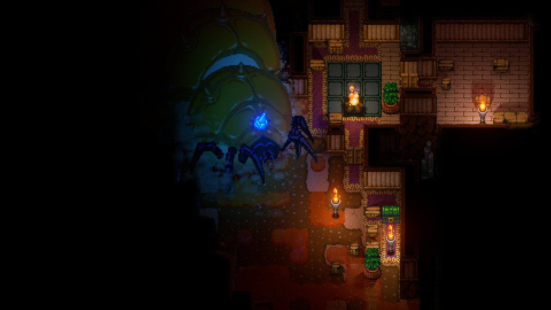 Core Keeper – Riesiger Boss in einer Höhle neben einer Basis