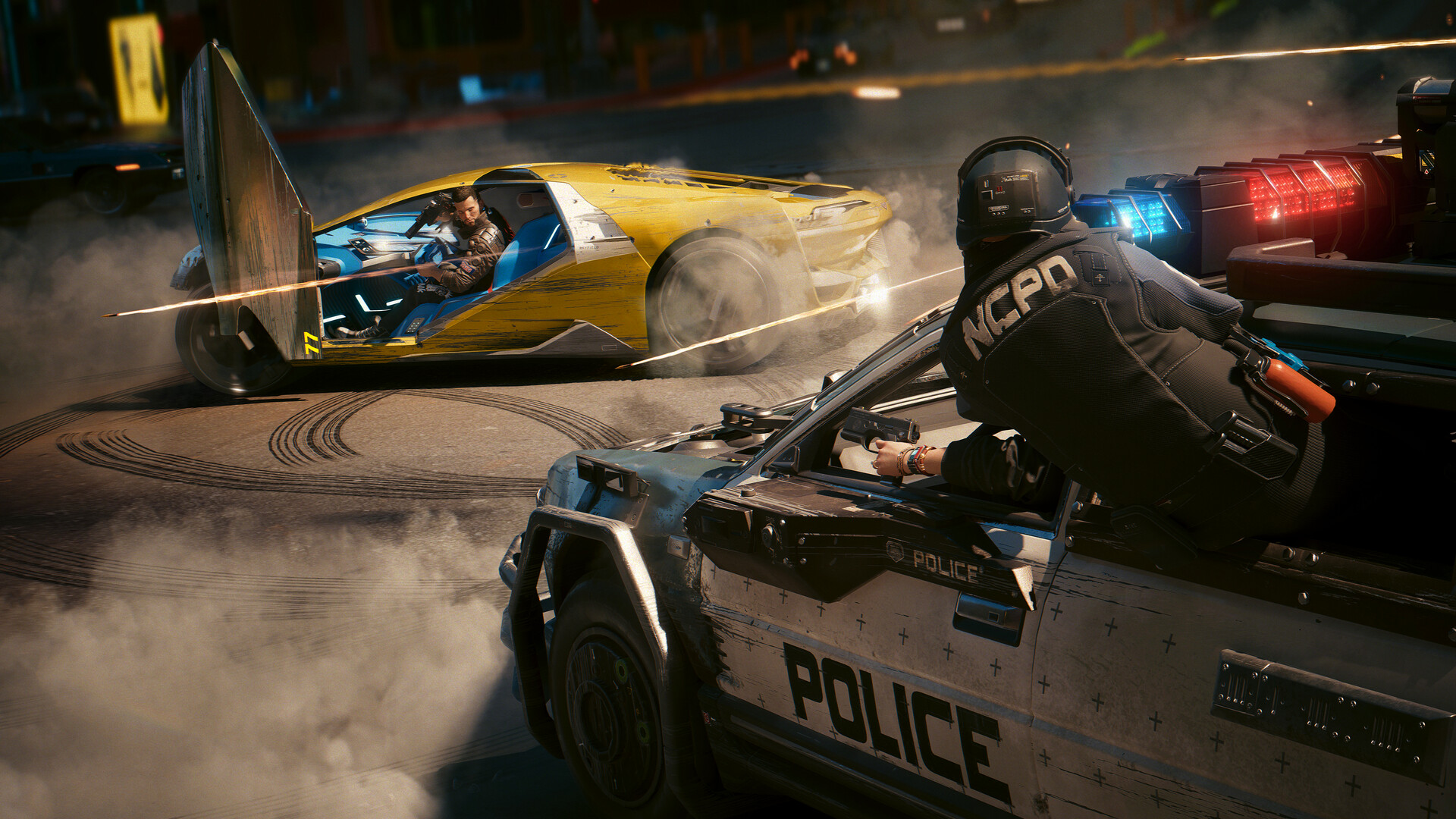 Cyberpunk 2077 – Straßenszene in Night City
