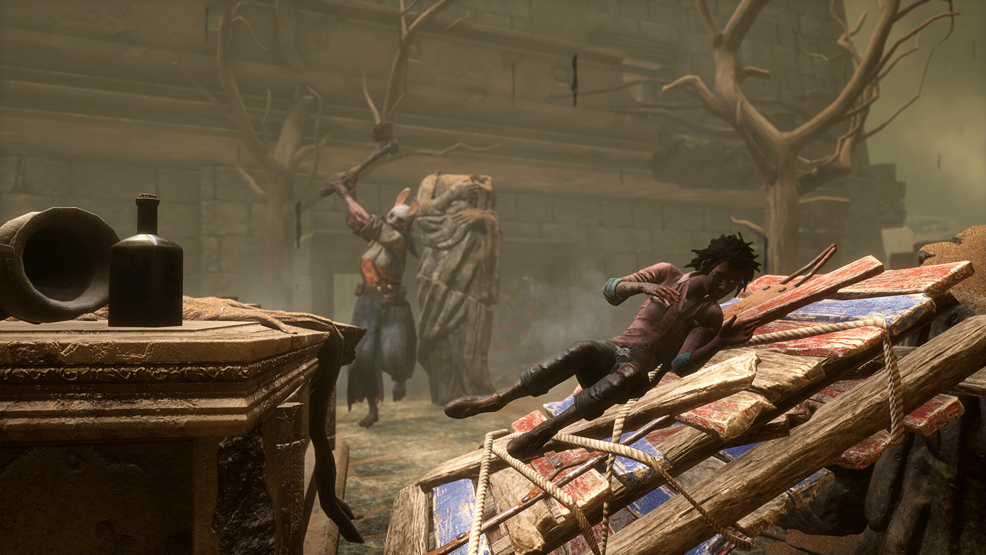 Dead by Daylight – Survivor springt über eine Palette