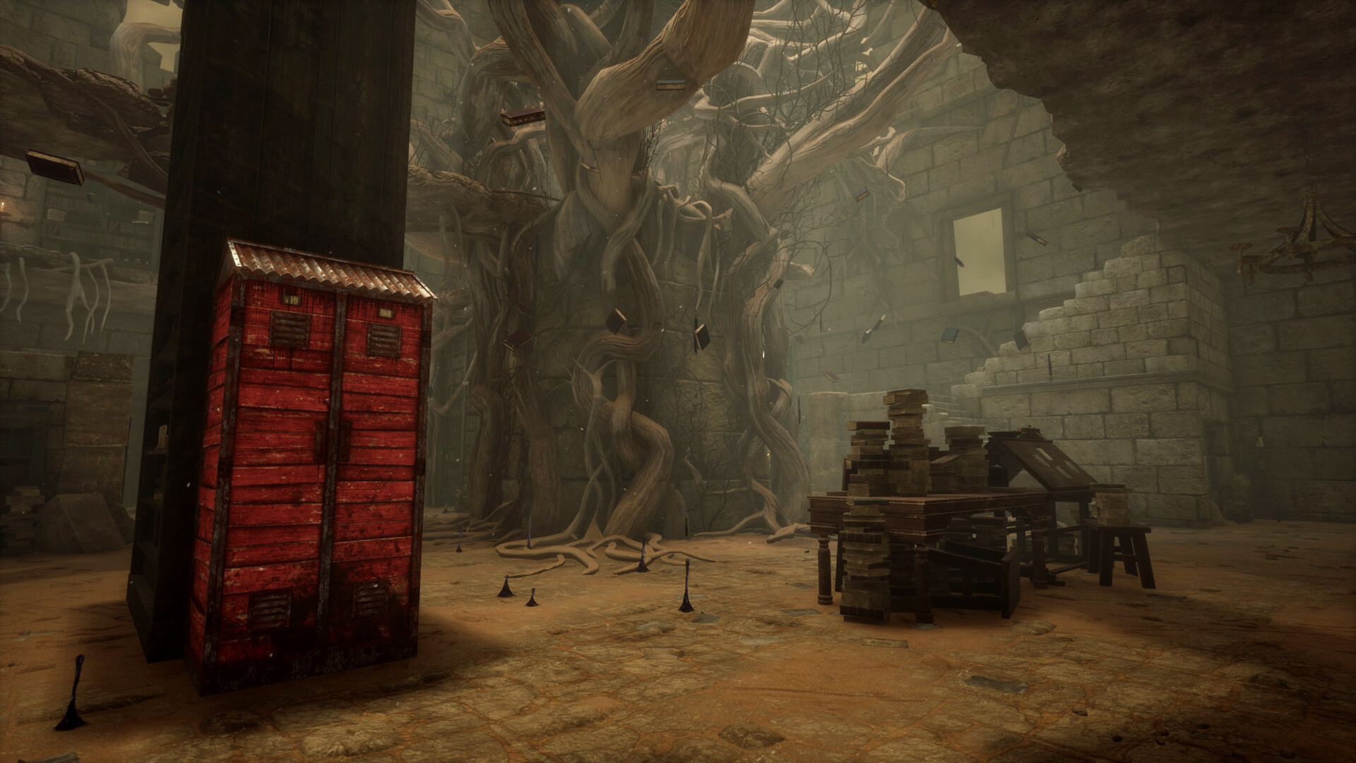 Dead by Daylight – Schrank als Versteck in einer verfallenen Halle