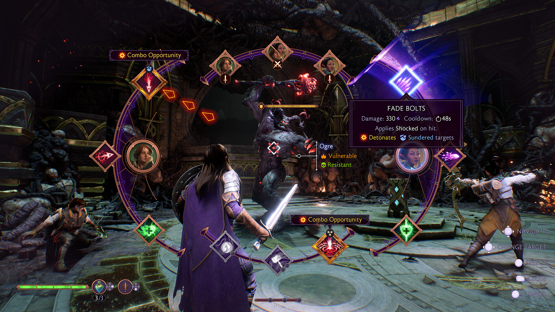 Dragon Age: The Veilguard Screenshot: Fähigkeitenrad im Kampf