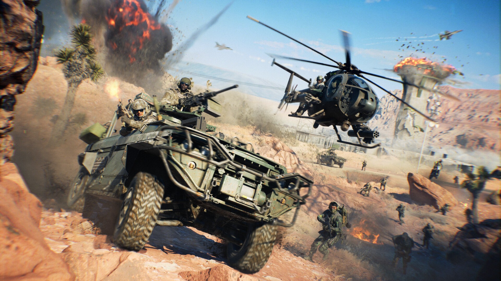 Battlefield 6: Fahrzeug und Helikopter in der Wüste