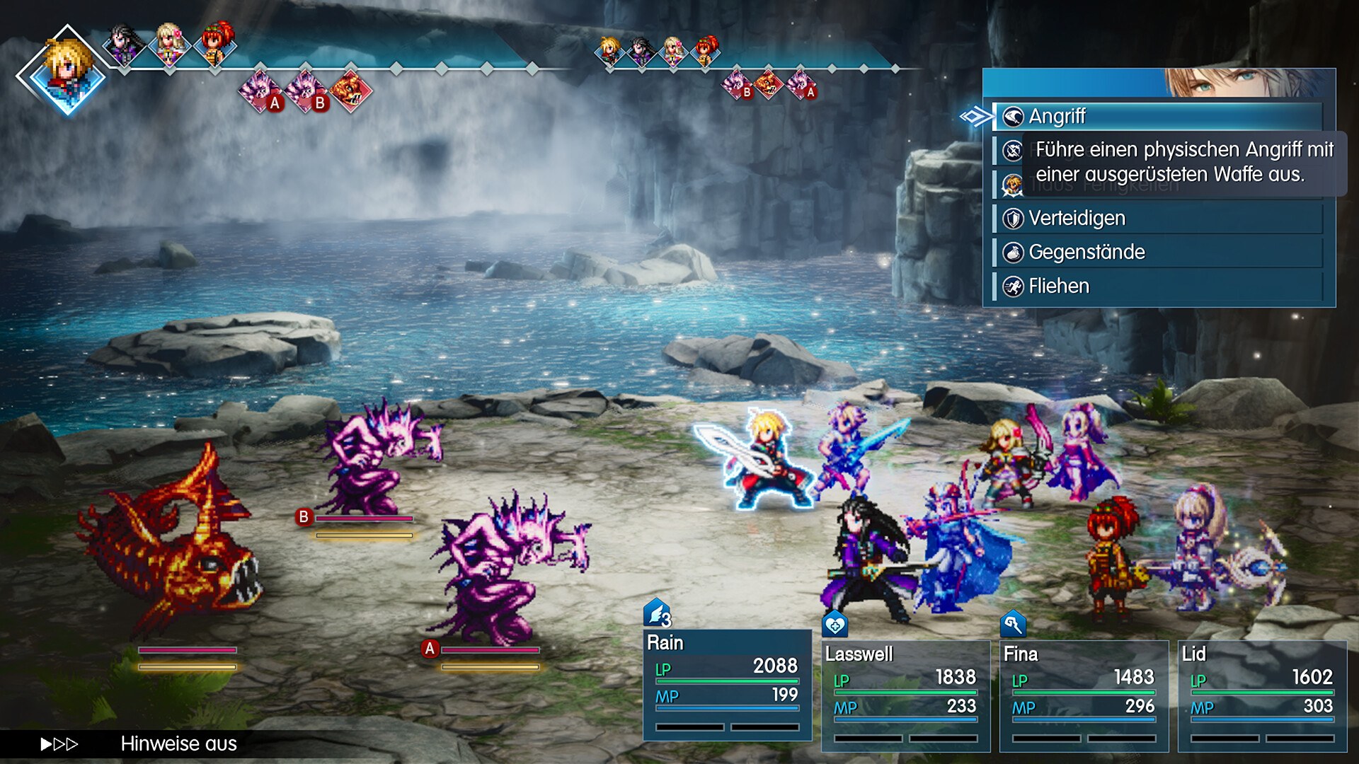 FINAL FANTASY RESONANCE: Rundenbasierter Kampf mit Befehlsmenü