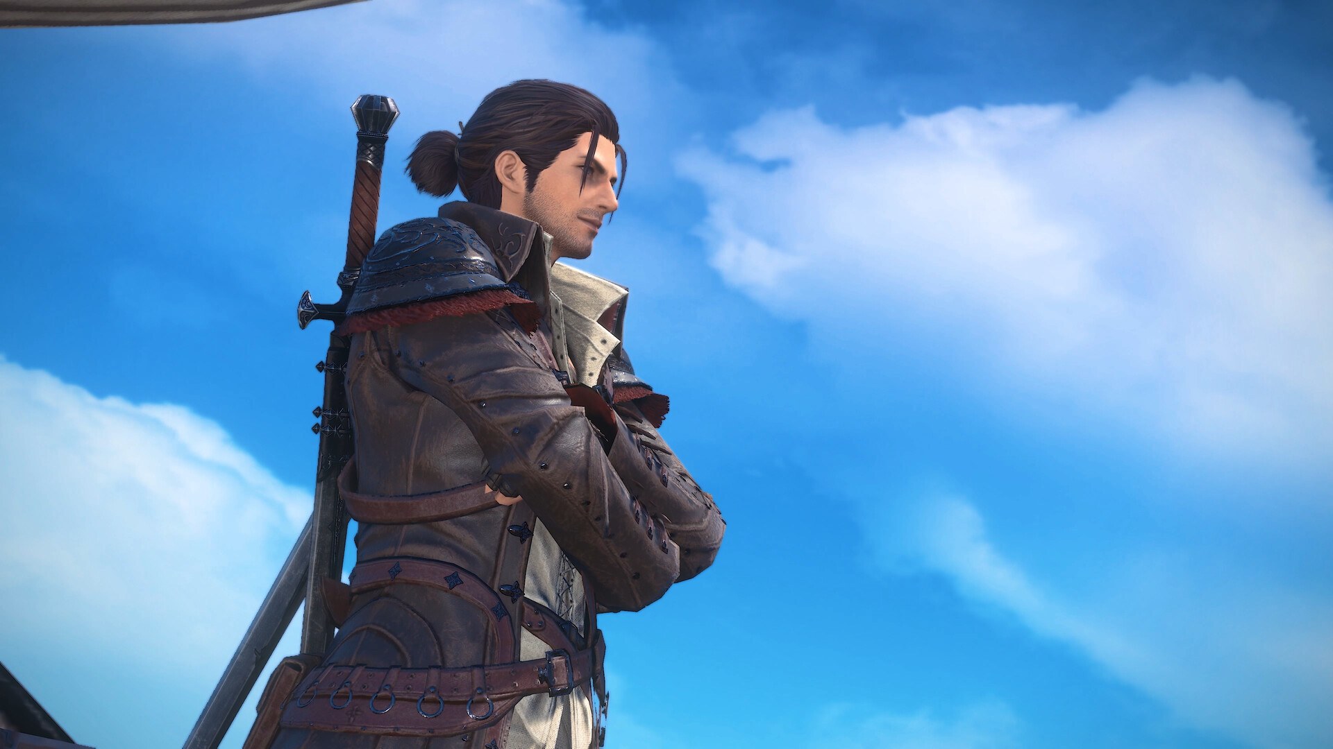 Final Fantasy XIV: Dawntrail – Charakter vor blauem Himmel