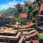 Final Fantasy XIV: Dawntrail – Stadt am Meer mit roten Dächern