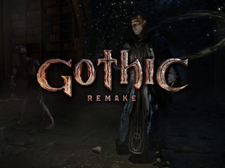 Gothic 1 Remake: Spielszene mit offiziellem Logo