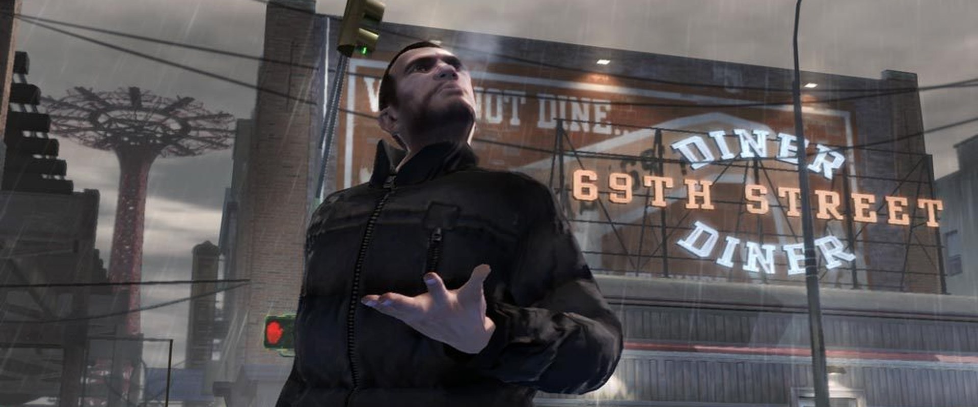 GTA IV – Niko Bellic vor einem Diner