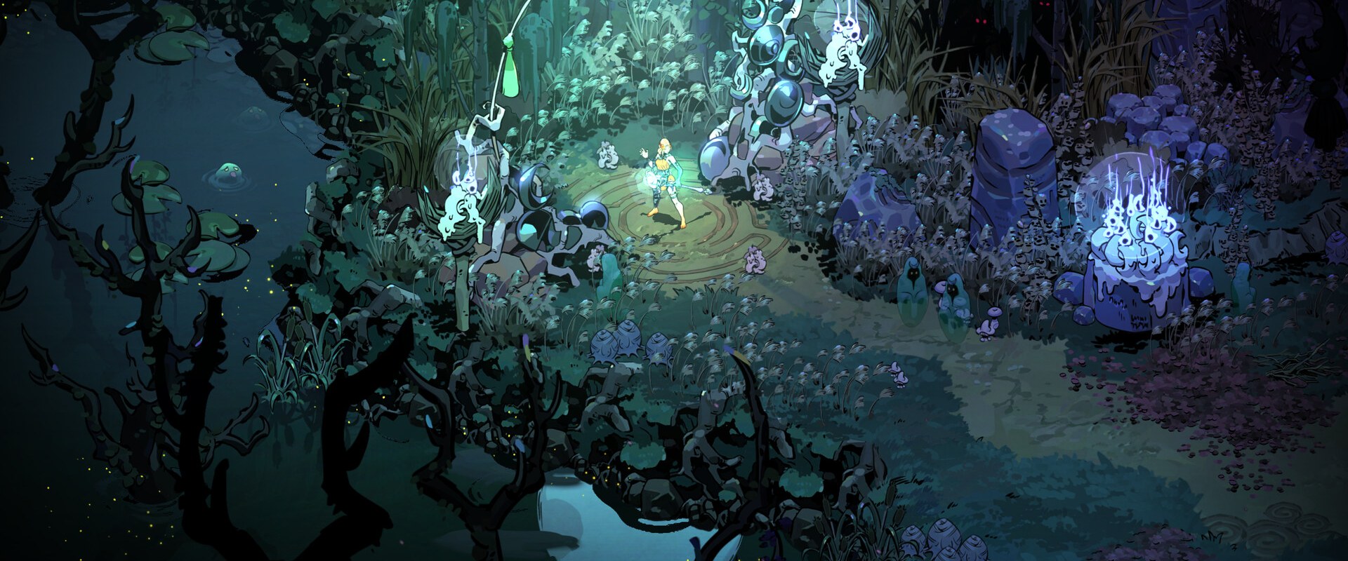 Hades II: Melinoë im Dialog mit ihrem Spiegelbild in der Unterwelt
