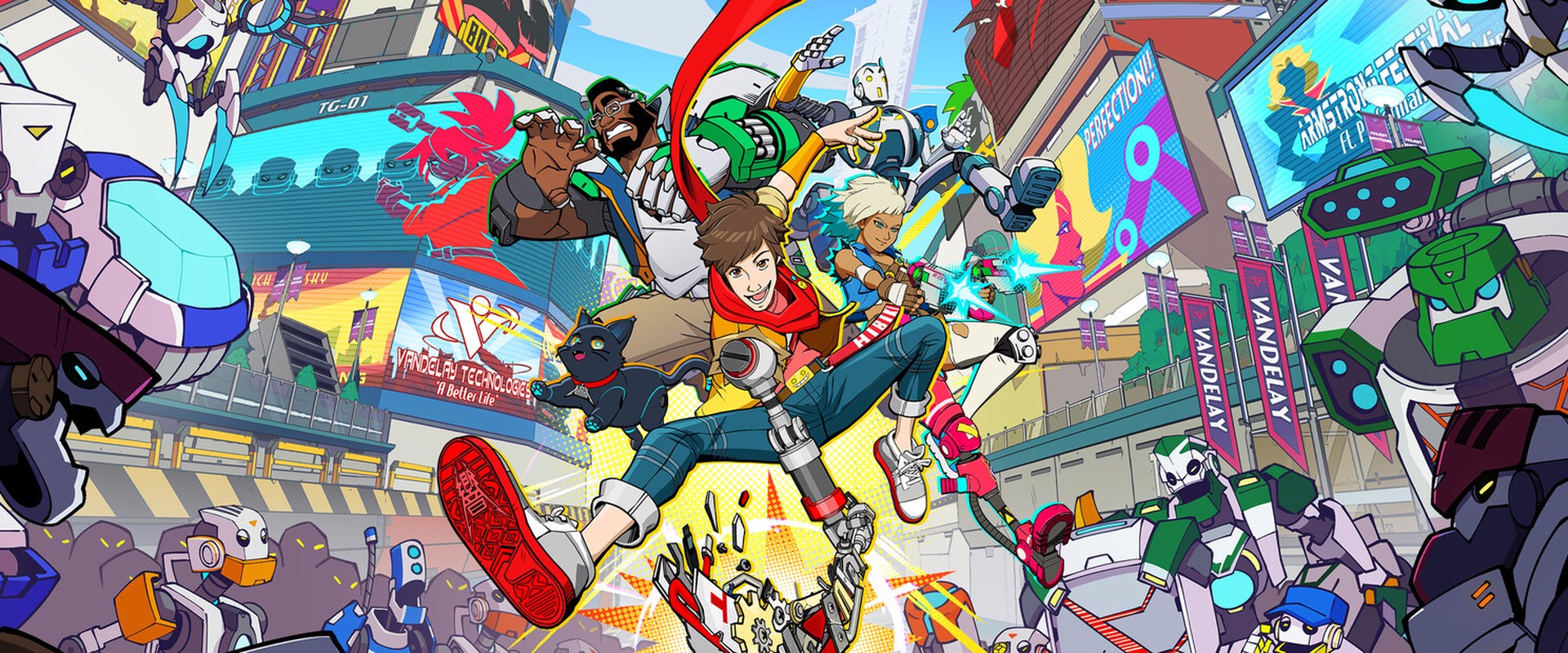 Hi-Fi Rush – Chai und seine Truppe im Comic-Stil