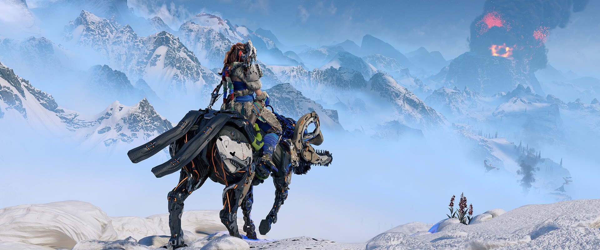 Horizon Zero Dawn – Aloy reitet durch den Schnee