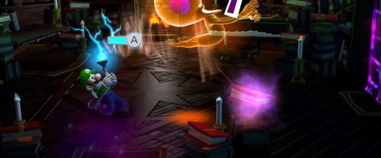 Luigi's Mansion 2 HD – Luigi im Geisterkampf in einer Bibliothek