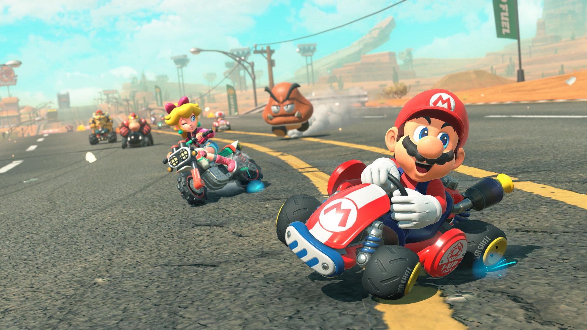 Mario Kart World – Mario im Kart auf der Strecke