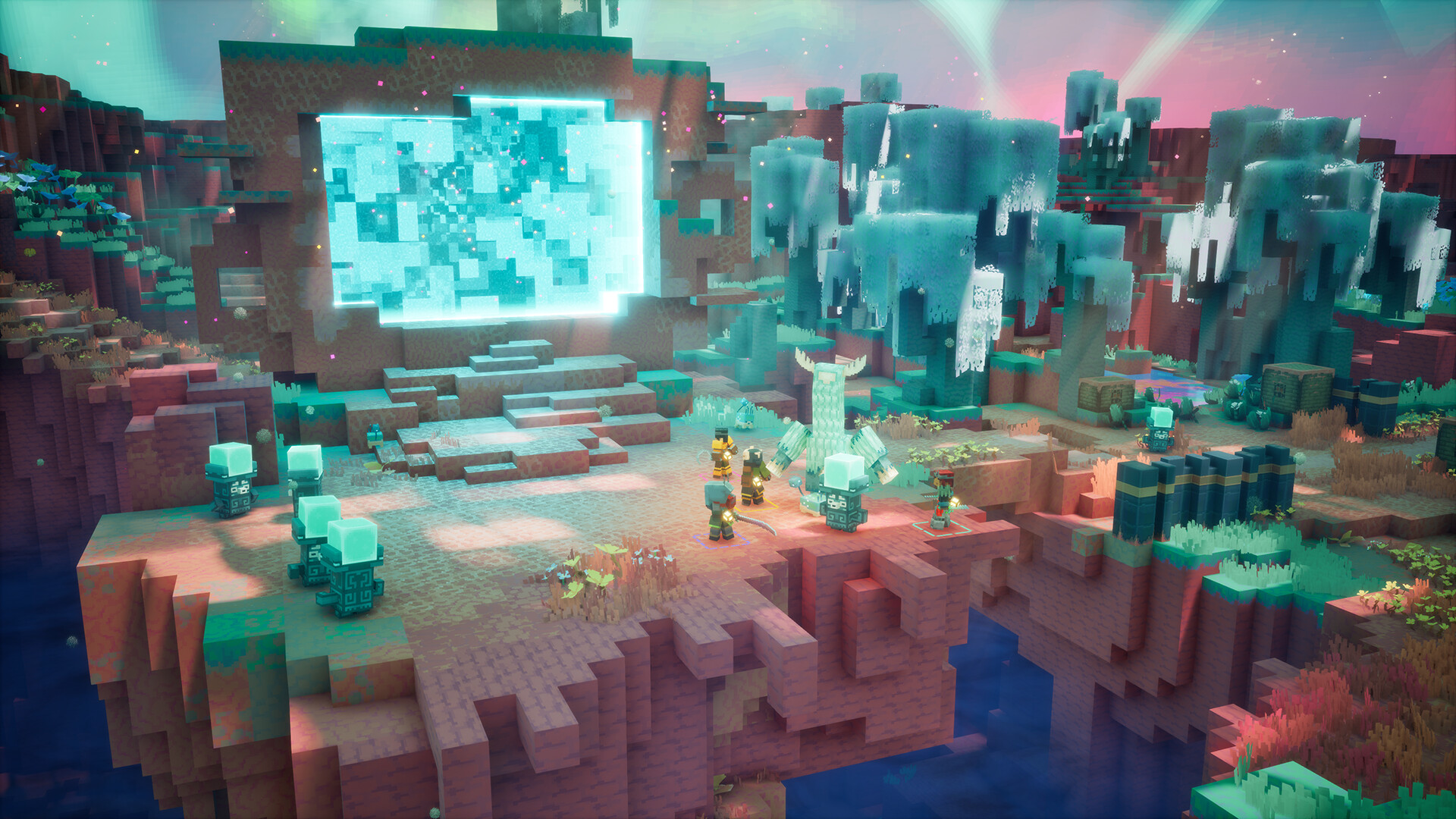 Durch solche Risse gelangt ihr in den Sift, die neue Dimension von Minecraft Dungeons II.
