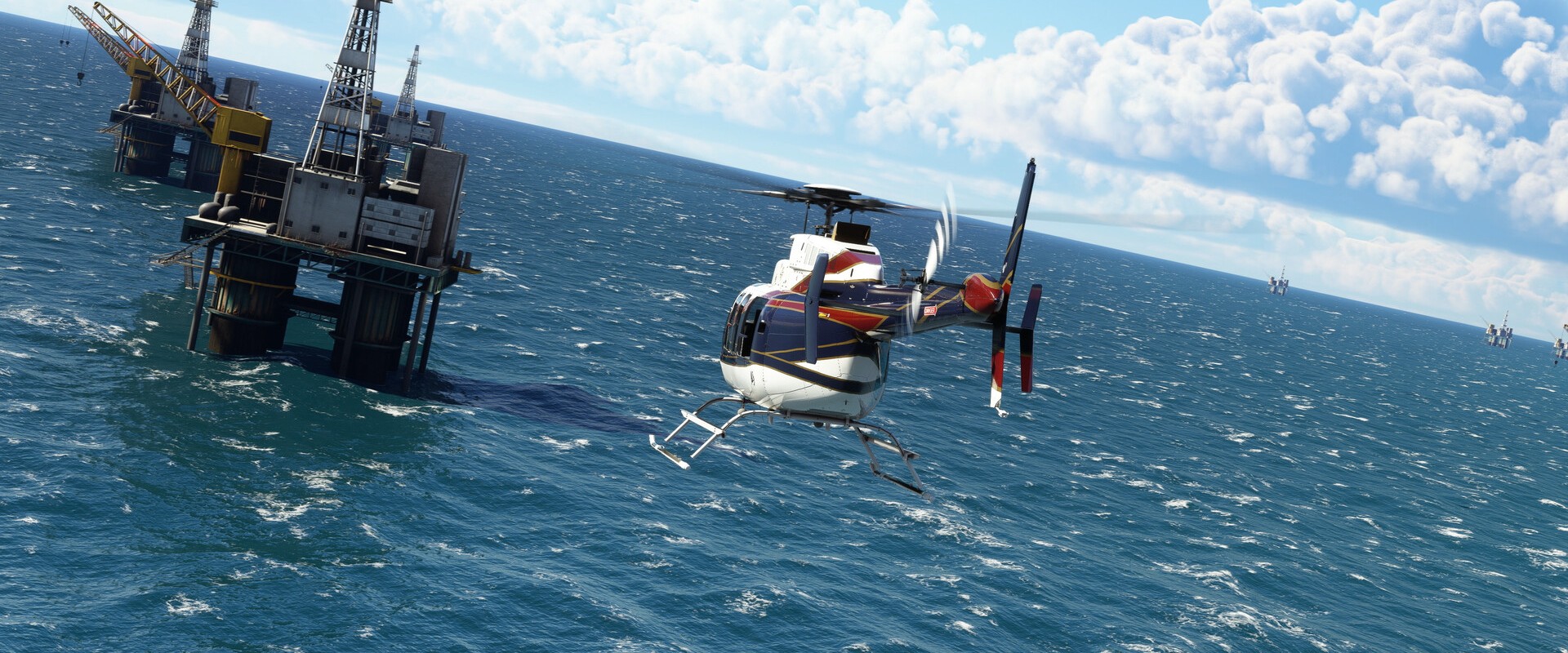 Microsoft Flight Simulator (2020) – Hubschrauber an einer Bohrinsel