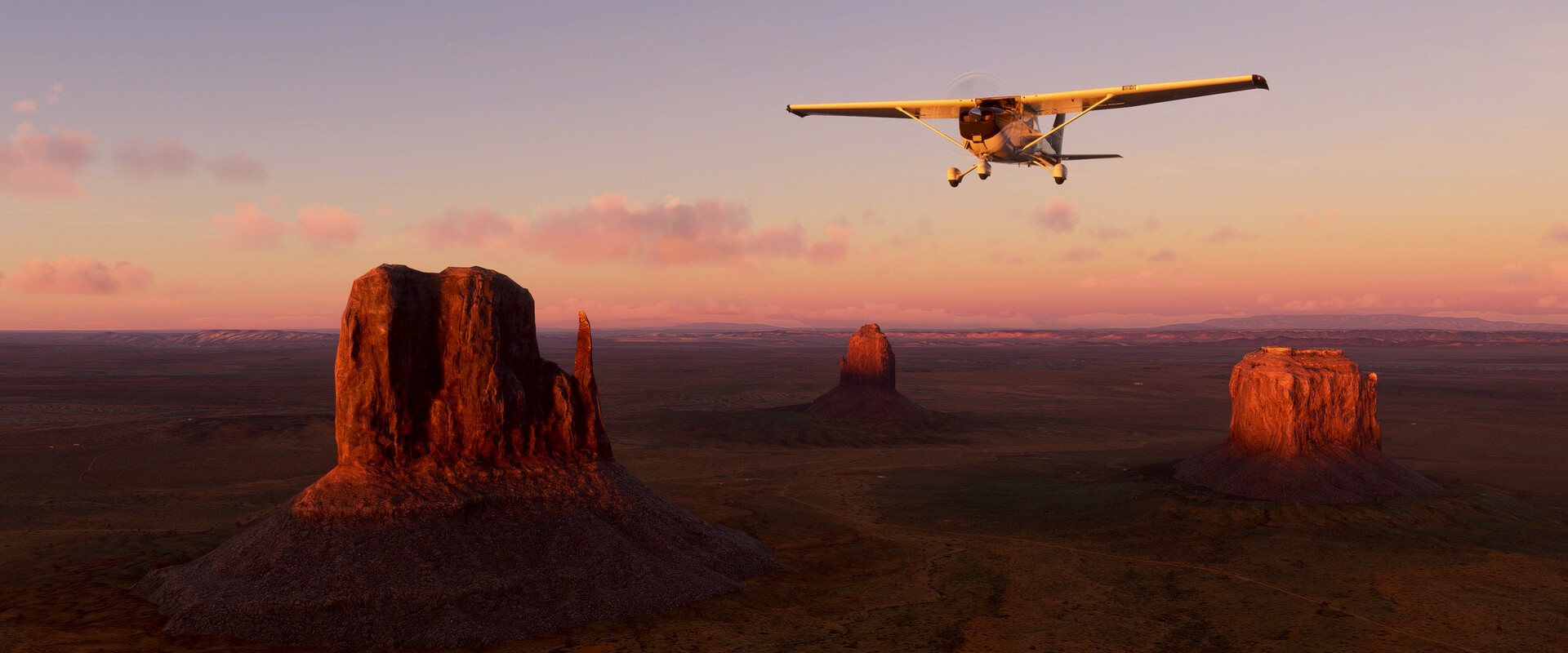 Microsoft Flight Simulator (2020) – Abendflug über dem Monument Valley