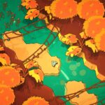 Minishoot' Adventures – Orangefarbener Herbstwald mit Brücken und Wegen von oben