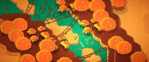 Minishoot' Adventures – Orangefarbener Herbstwald mit Brücken und Wegen von oben