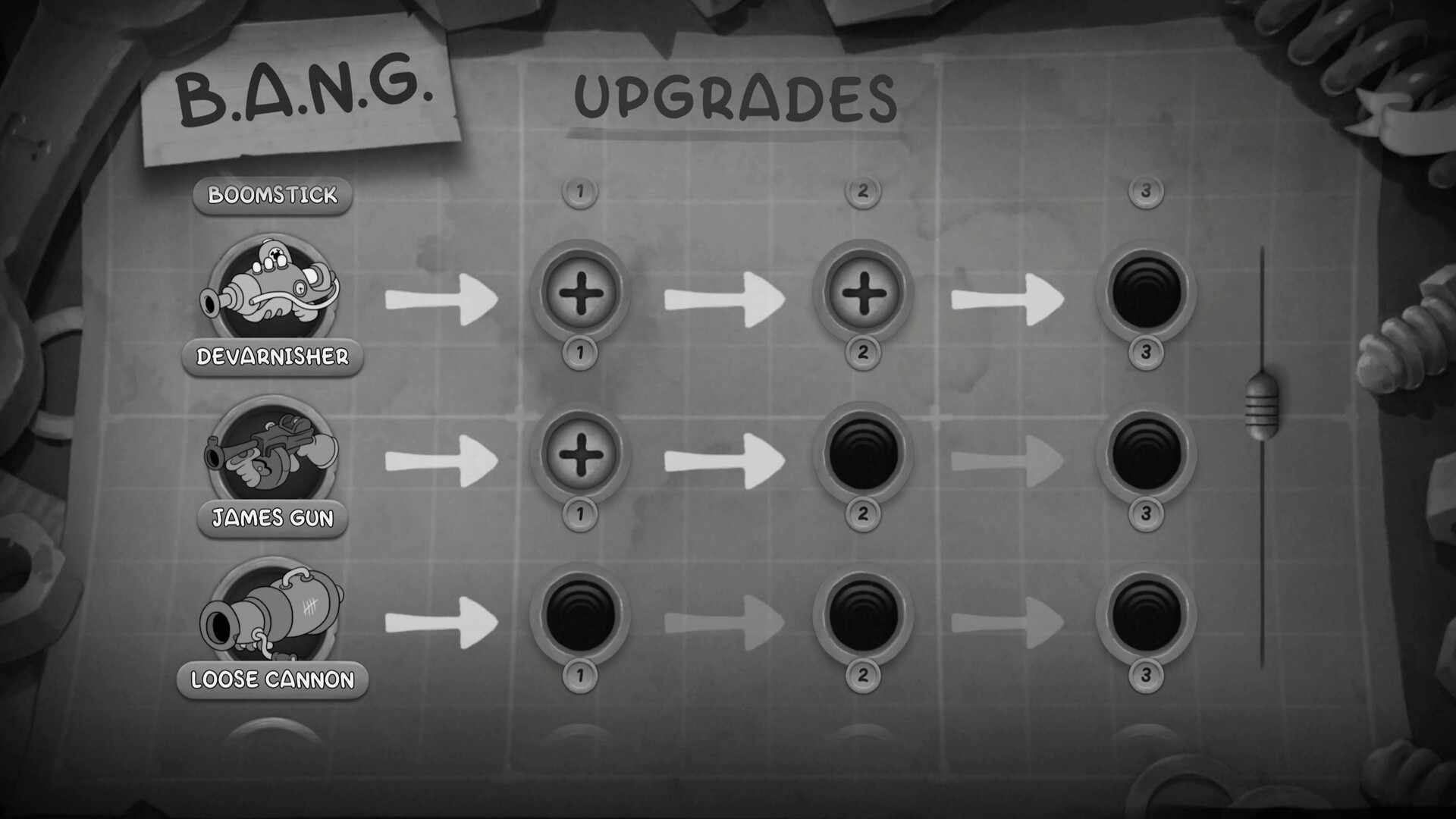 MOUSE: P.I. For Hire – Upgrade-Menü für Revolver, Tommy Gun und weitere Waffen