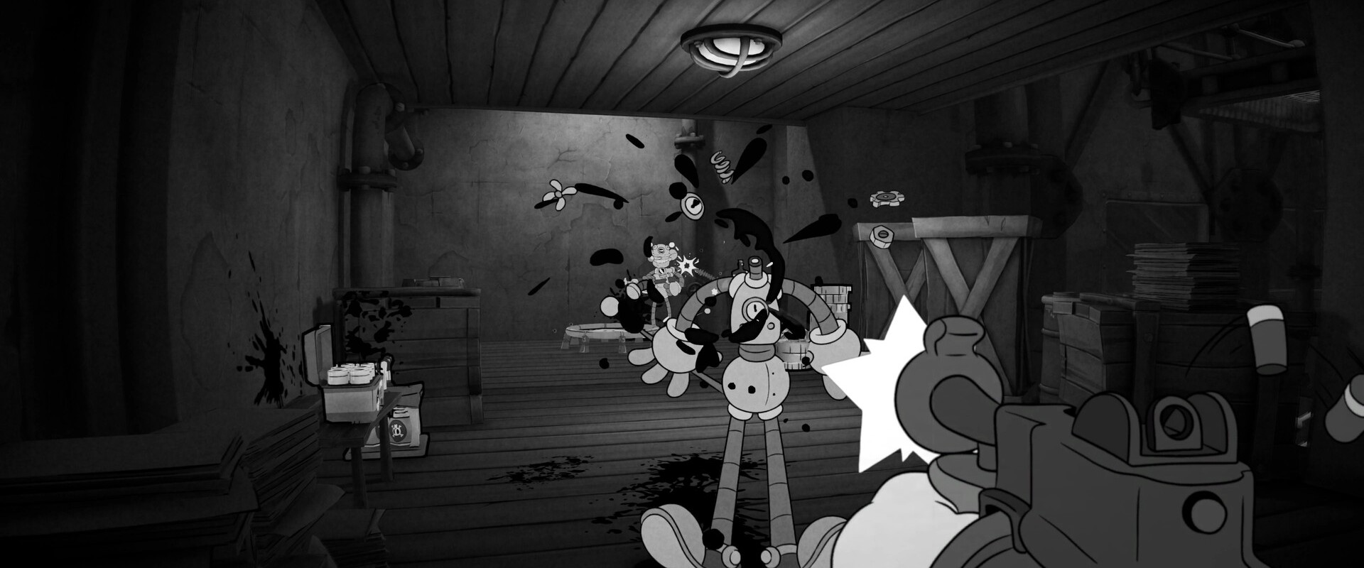 MOUSE: P.I. For Hire – Schusswechsel in einem dunklen Lagerhaus