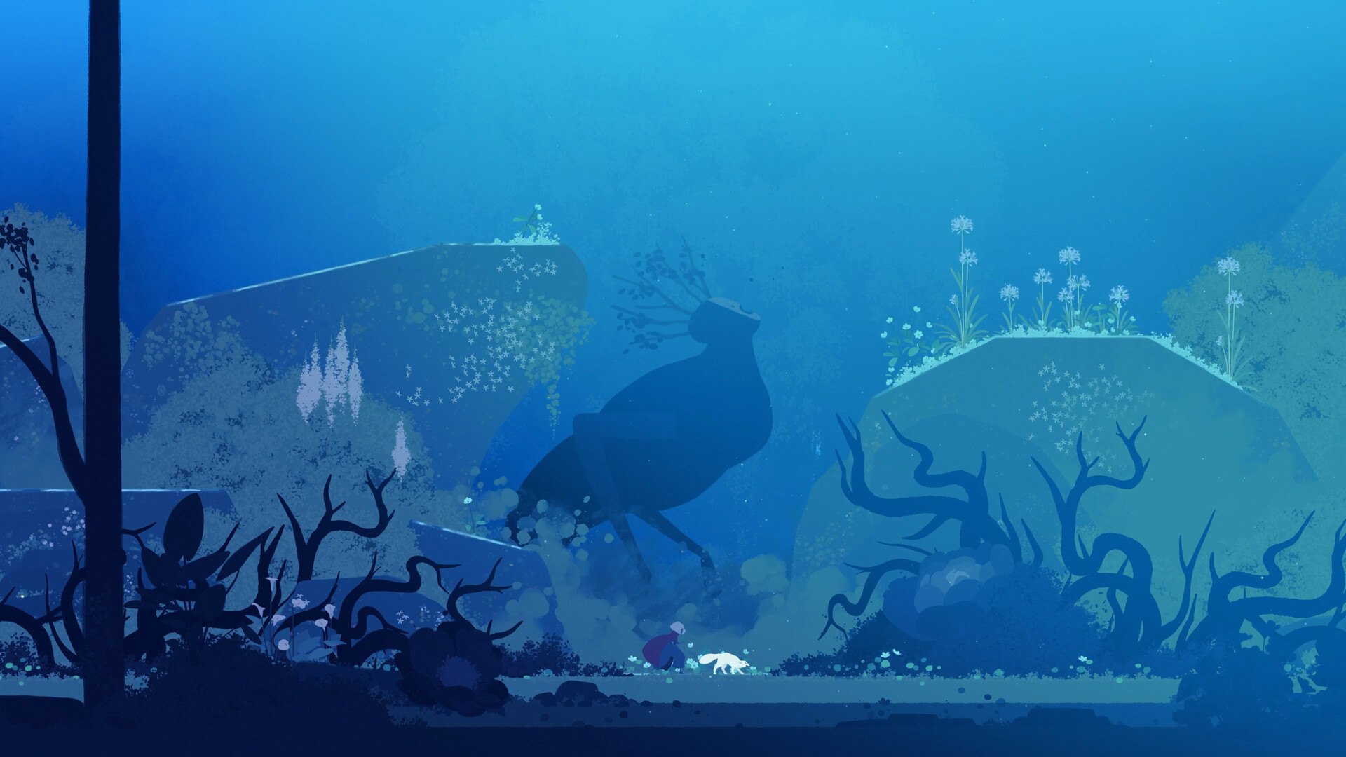 Neva – Blaue Unterwasserwelt mit großem Wesen