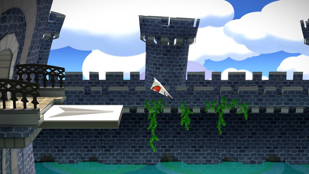 Paper Mario: Die Legende vom Äonentor – Mario als Papierflieger an einer Burg