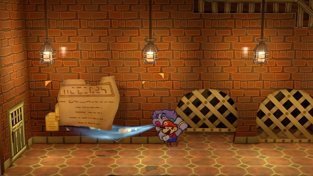 Paper Mario: Die Legende vom Äonentor – Mario mit Begleiterin in einem Keller