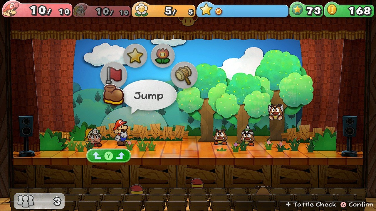 Paper Mario: Die Legende vom Äonentor – Kampf auf einer Theaterbühne
