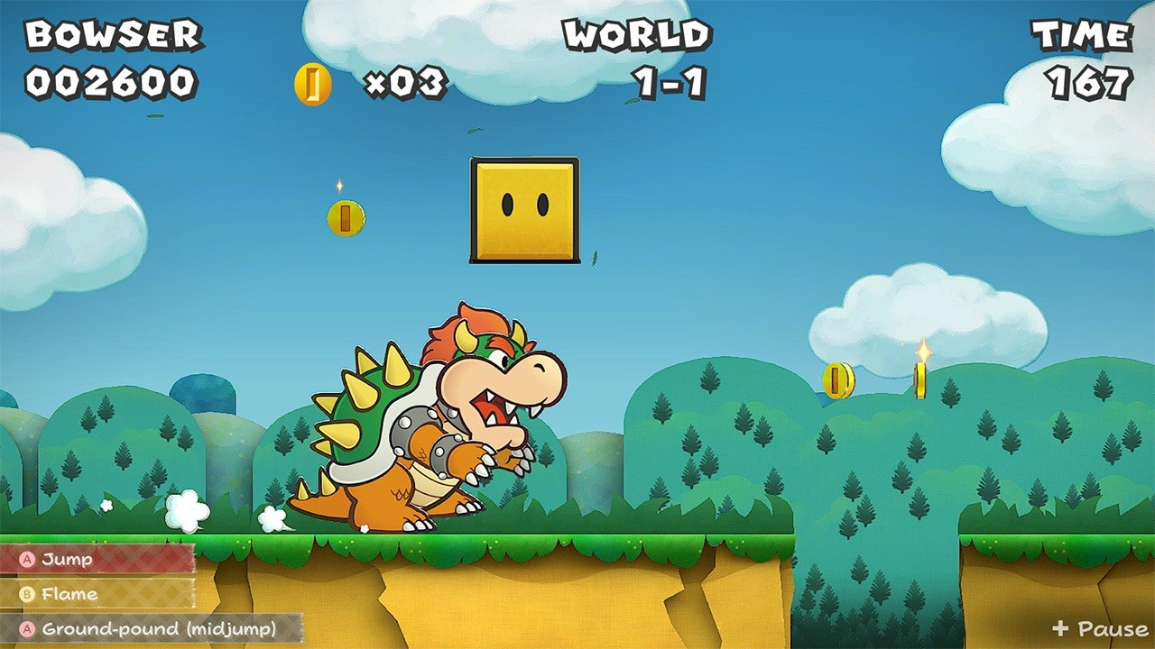 Paper Mario: Die Legende vom Äonentor – Bowser in einem Retro-Level