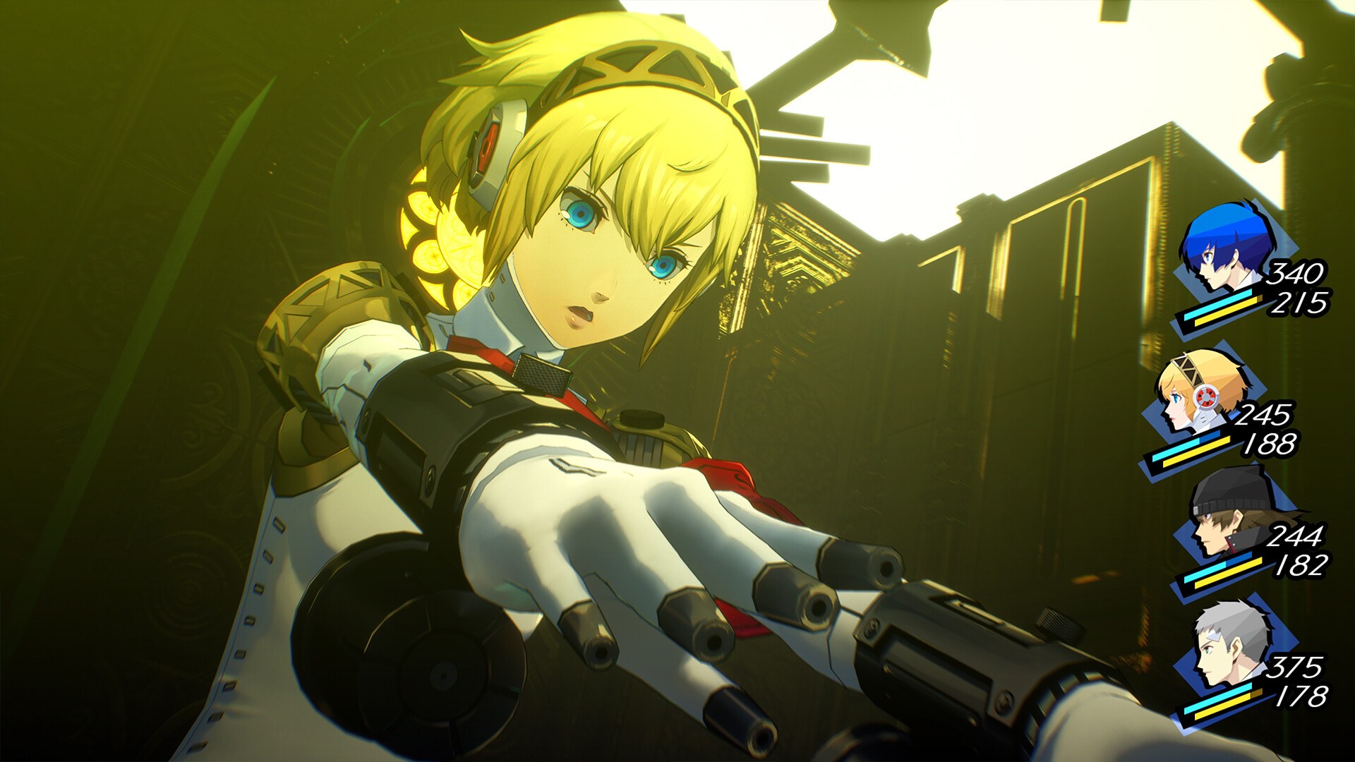 Persona 3 Reload – Aigis zielt mit ihrer Waffe