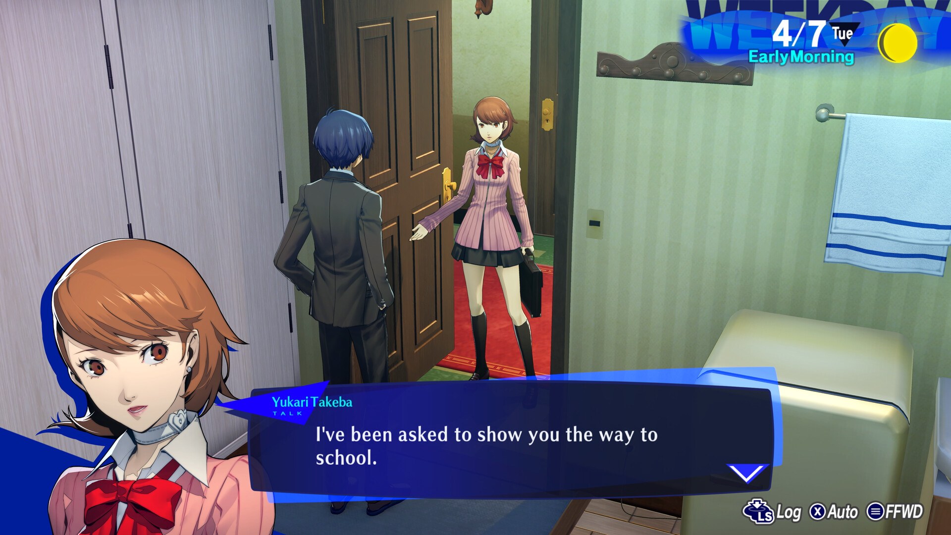 Persona 3 Reload – Yukari zeigt dem Helden den Weg zur Schule