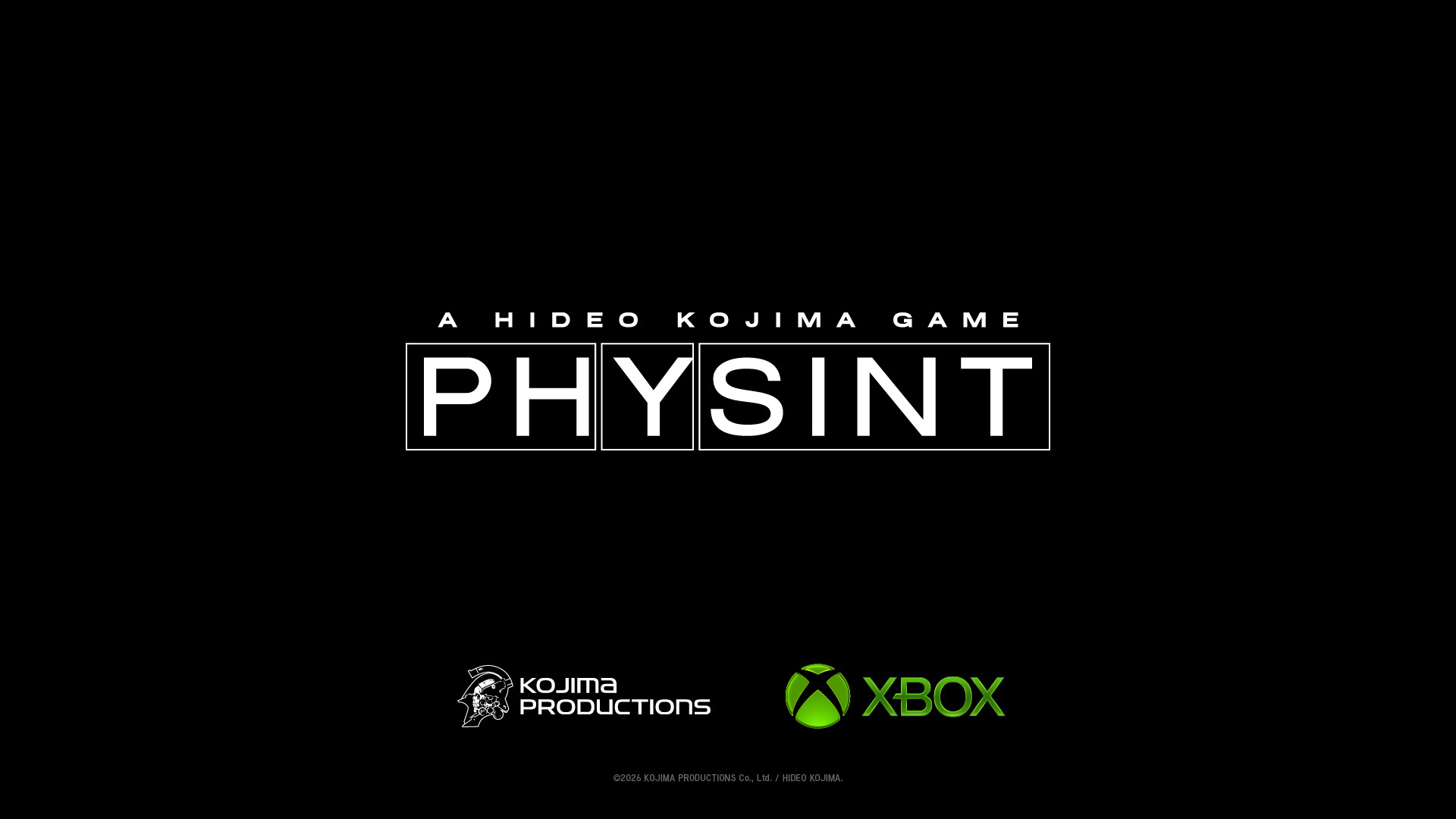 PHYSINT: Logo von PHYSINT mit Kojima Productions und Xbox