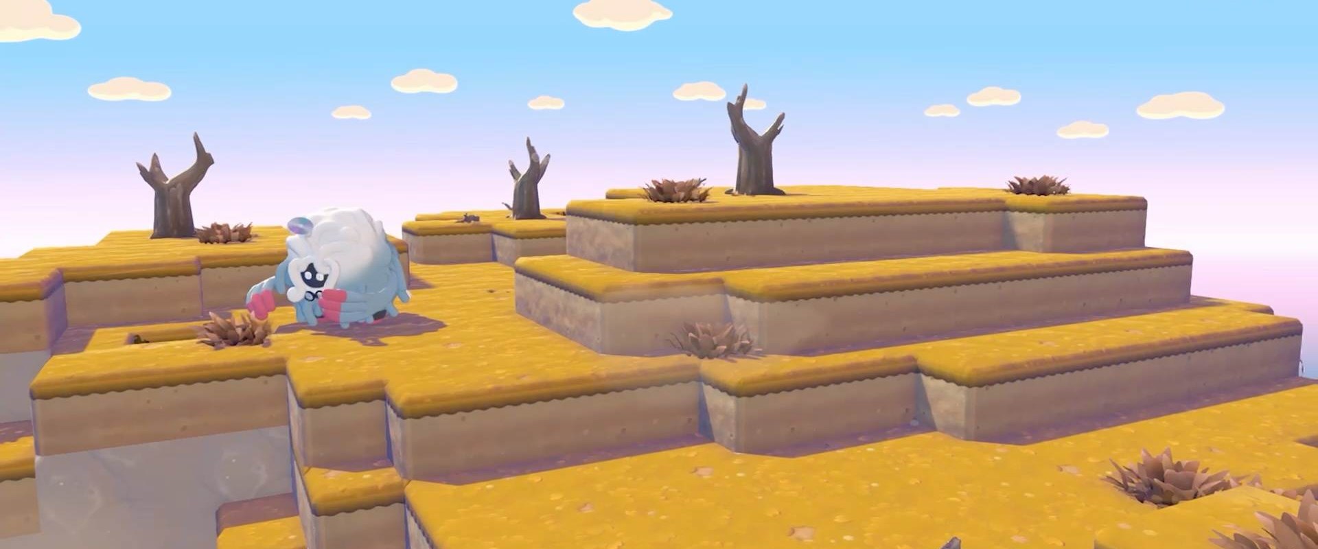 Pokémon Pokopia – Pokémon in einer kargen, vertrockneten Terrassenlandschaft