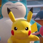 Pokémon Unite: Pikachu, Lucario, Relaxo und Pantimos stehen nebeneinander