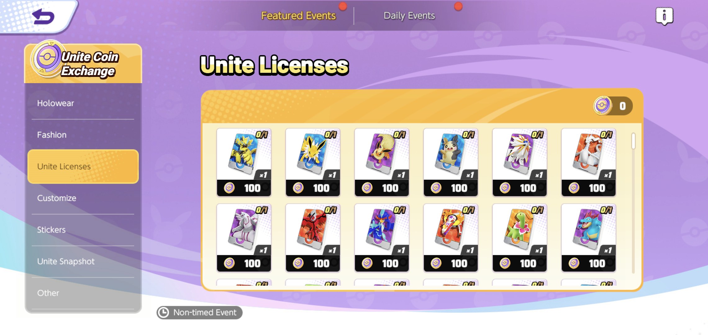 Pokémon Unite: Tausch von Unite-Lizenzen gegen Unite-Münzen