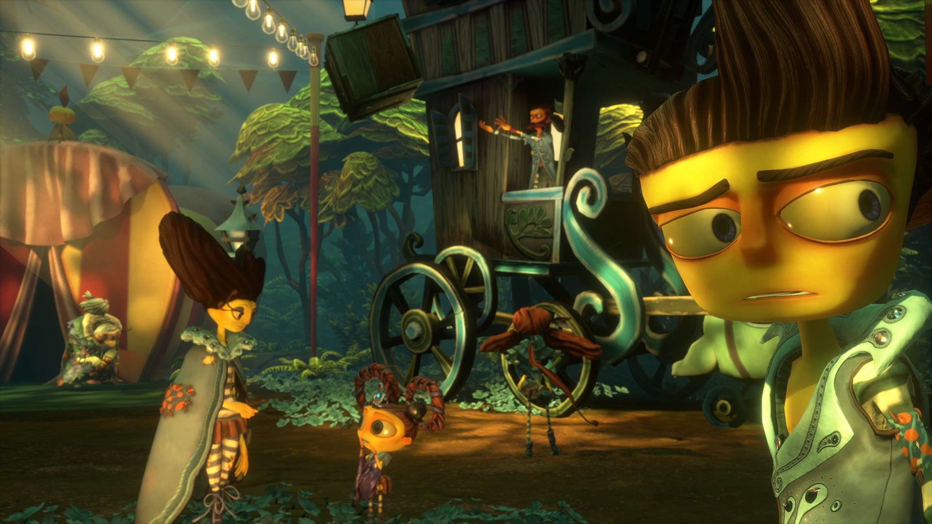 Psychonauts 2 – Raz vor einem bunten Wagen