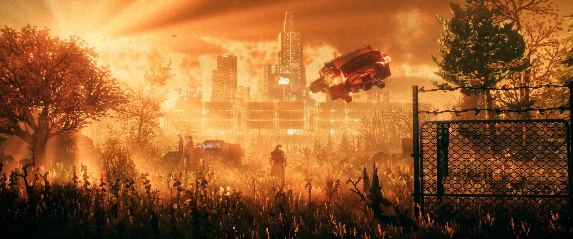 REPLACED – Gleiter fliegt im Sonnenuntergang über Felder vor der Skyline von Phoenix-City